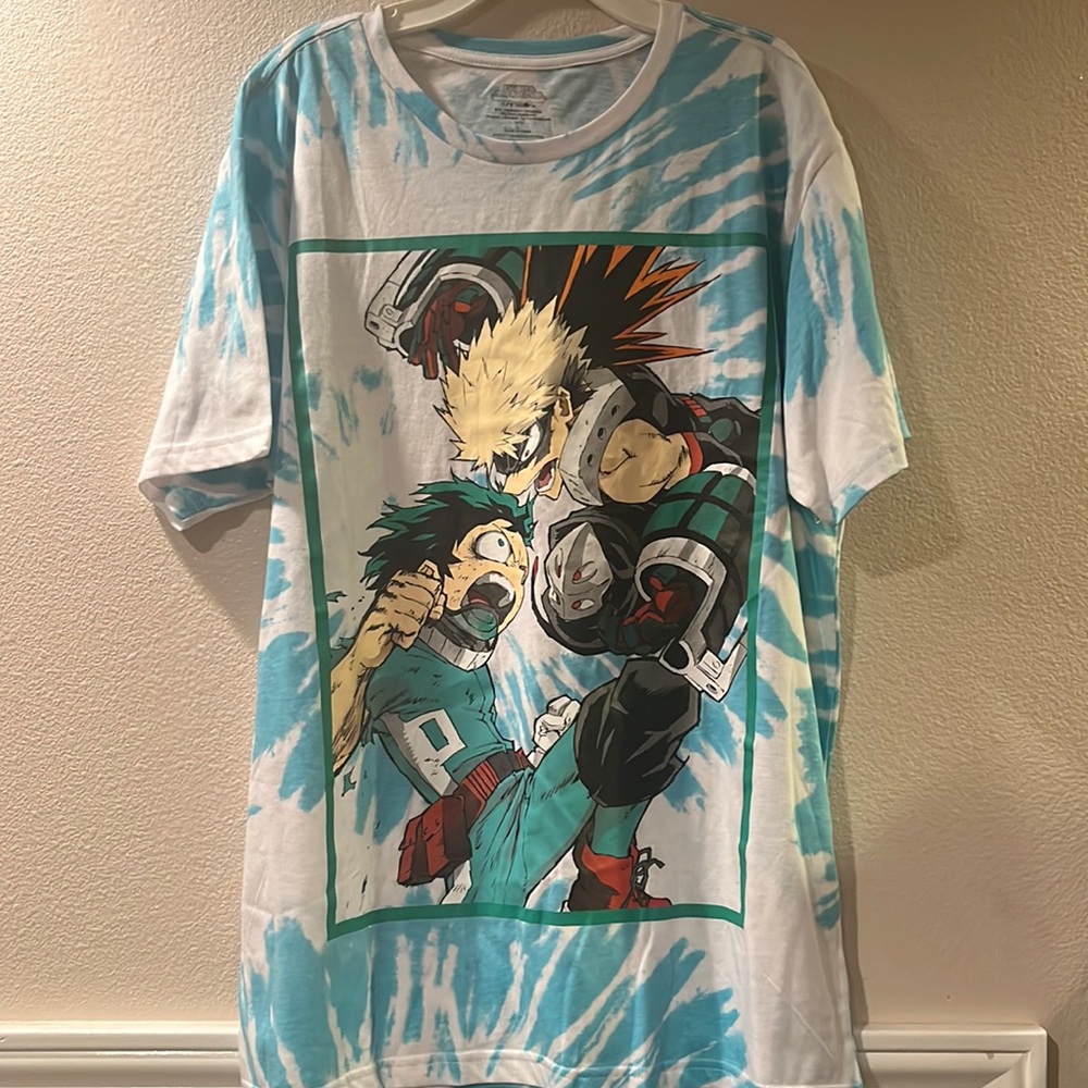 NWOT My Hero Academia light teal tie dye Tshirt. Size L